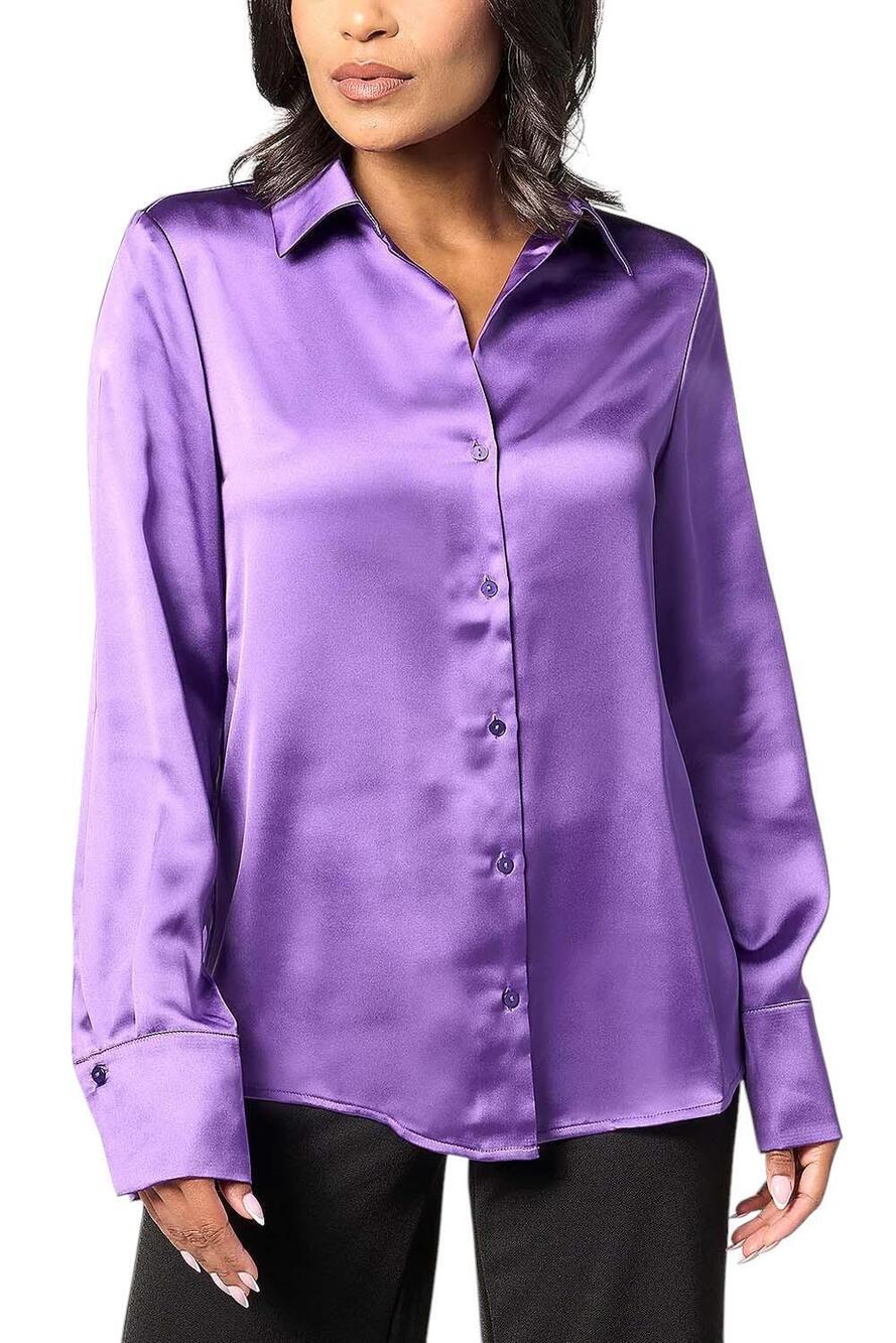 BEAUTIFUL by Lawrence Zarian Women's The Joy Satin Blouse Royal Purple - Regular